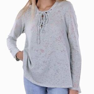 Anthropologie Maronie Women’s Hi Low, Long Sleeve, Lace Up Hoodie. Size Small.